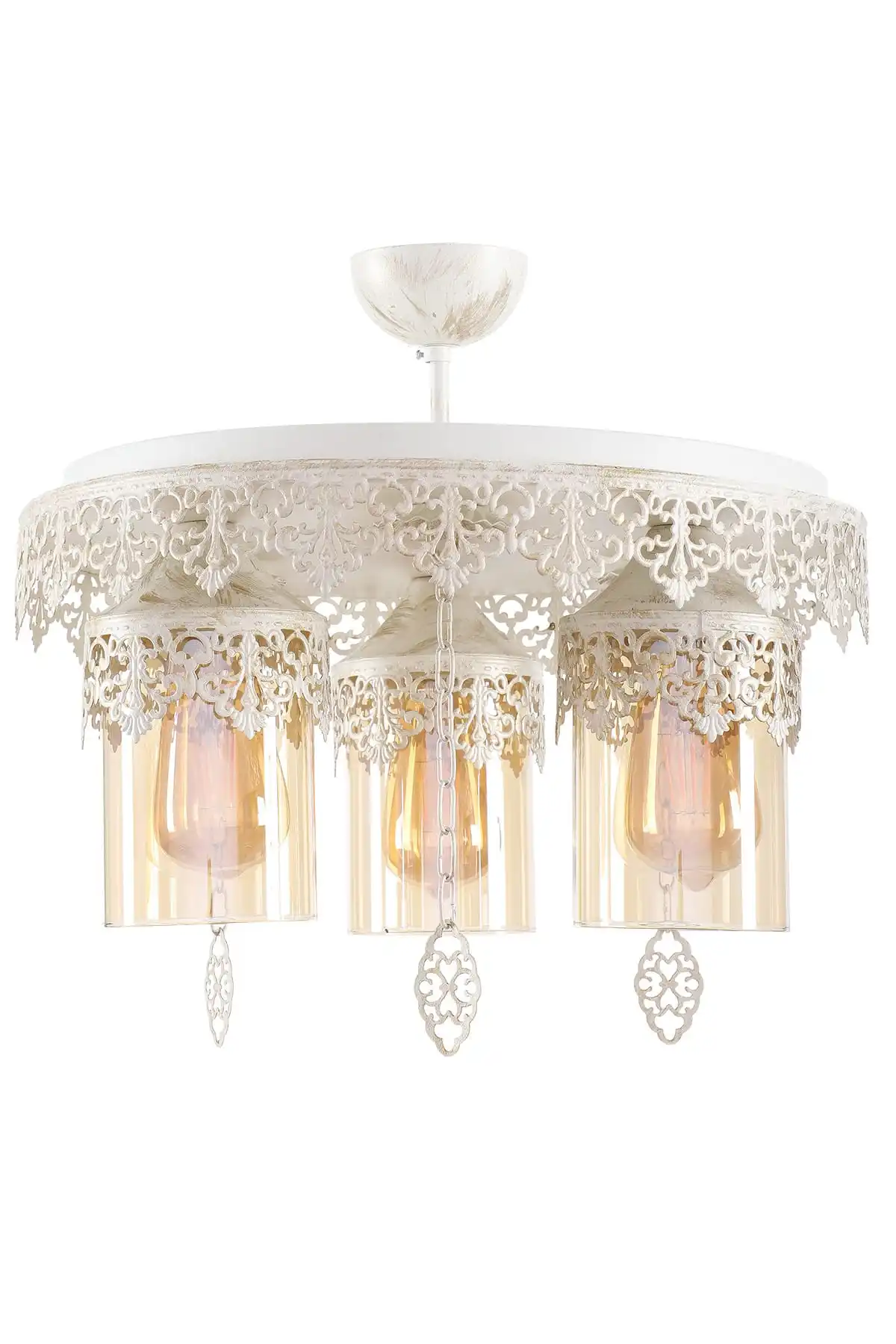 Double-filled glass chandelier with 3-piece glass chandelier