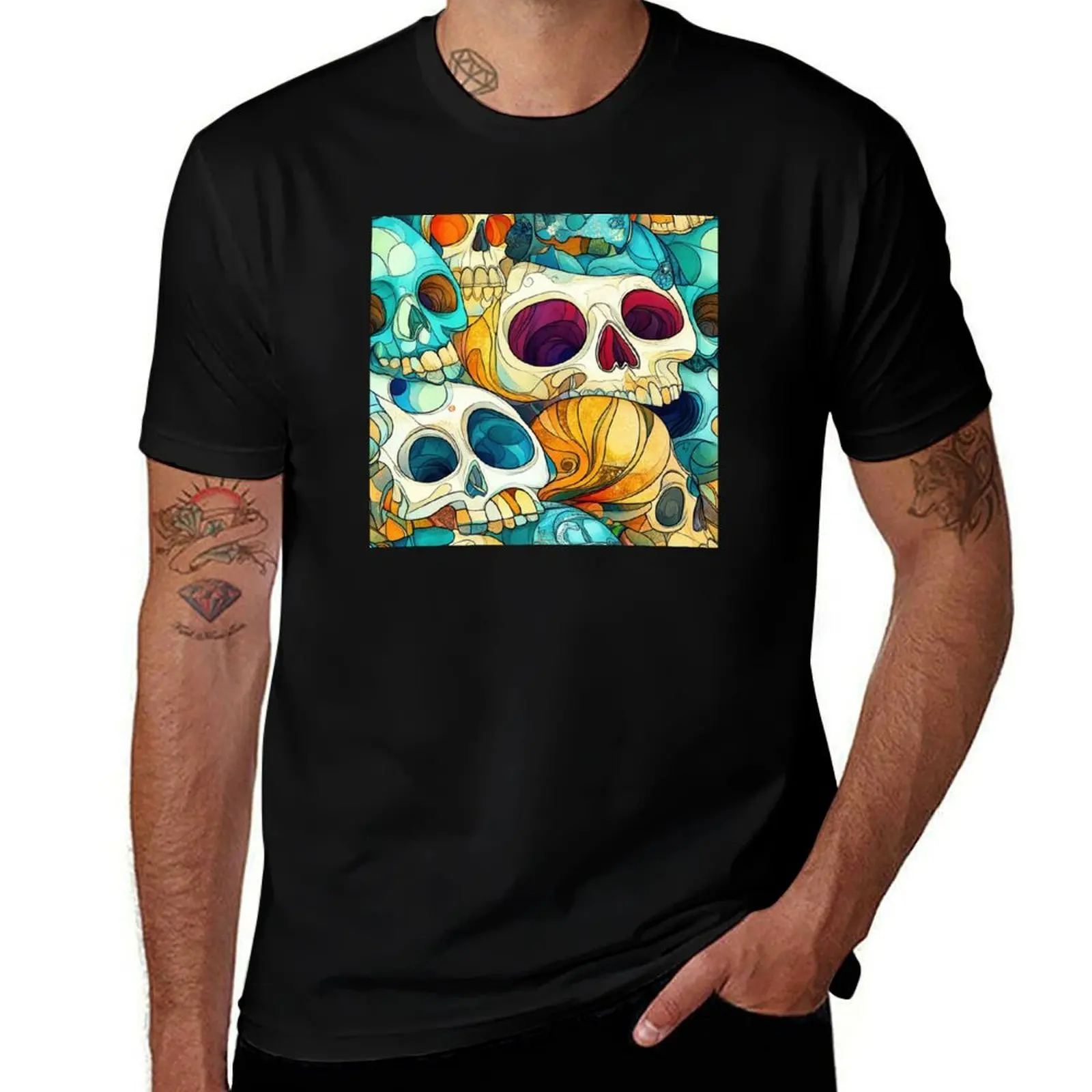 

skull duggery T-Shirt vintage graphic tee cute clothes T-shirts oversize quick-drying mens fashion
