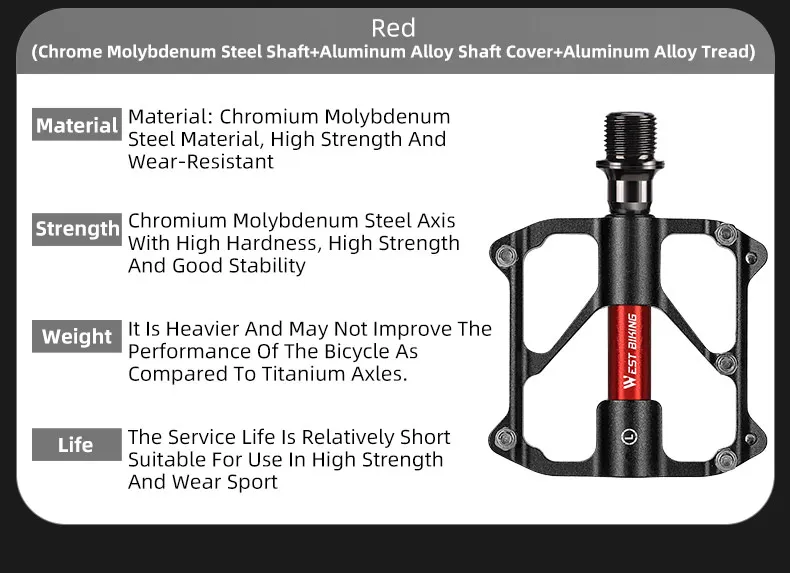 WEST BIKING Carbonfaser-Pedal Rennrad-Pedal 3-Lager Titanlegierung Achspedal MTB Fahrradpedal Fahrradzubehör – Detail 7
