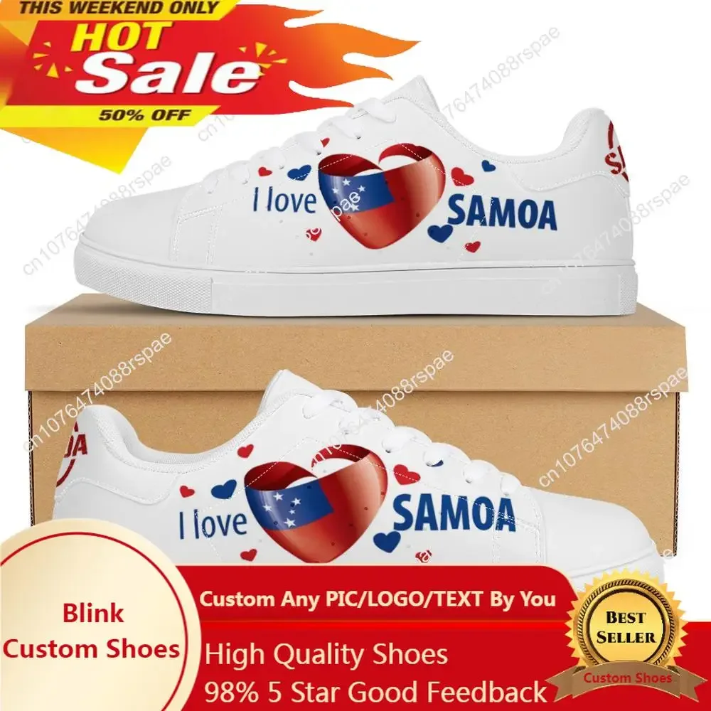 I LOVE Samoa Flat Sneakers, America Polynesian Samoa Tribal Print, Lightweight Walking Sport Shoes, Running Shoes para homens e mulheres