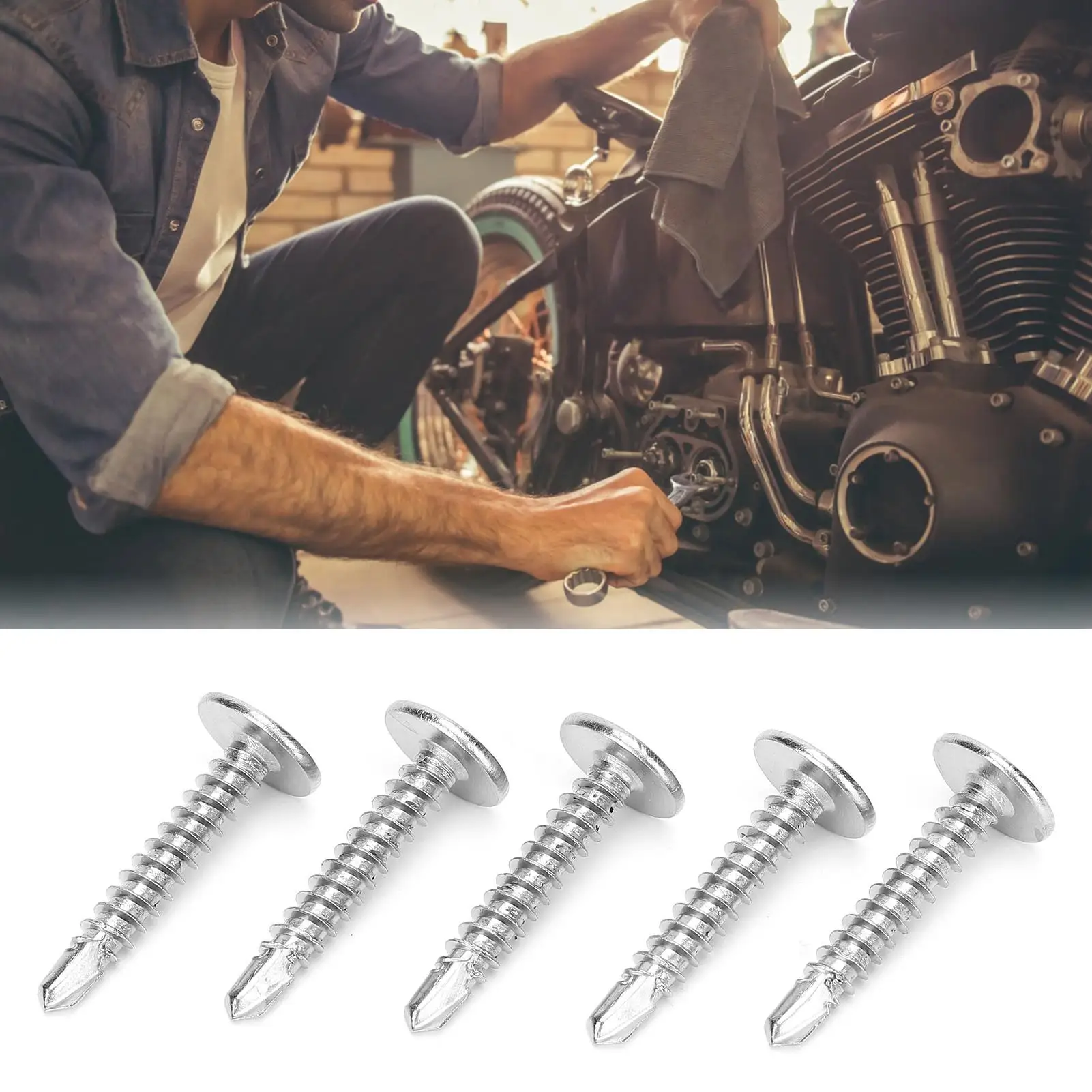 สกรูเกลียวปล่อย 500 ชิ้น M4.2x25 มม.หัวแบนเกลียวลึก 410 สแตนเลสสตีลร่องยึด