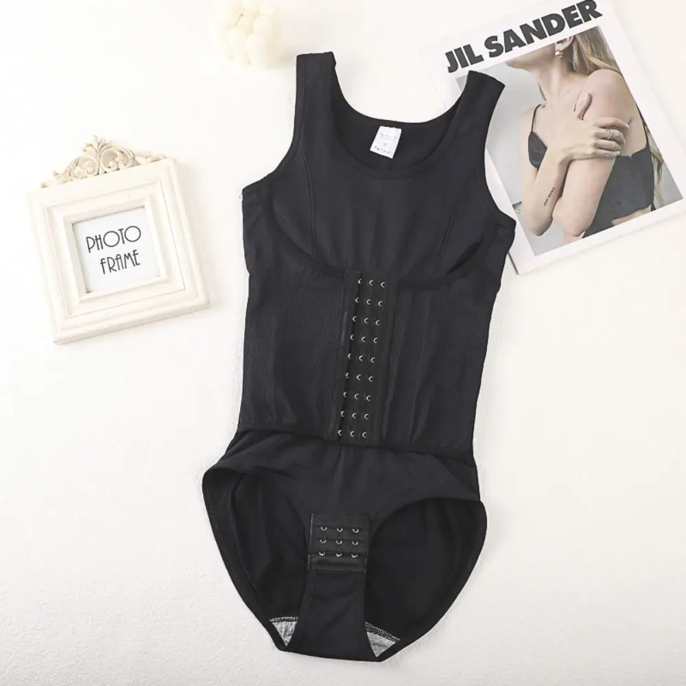 Mehrfachreihiger Haken-Bodysuit für Damen, Shapewear mit hoher Kompression, nahtloser Körperformer, Korsett, Rundhalsausschnitt, flacher Bauch – Detail 12