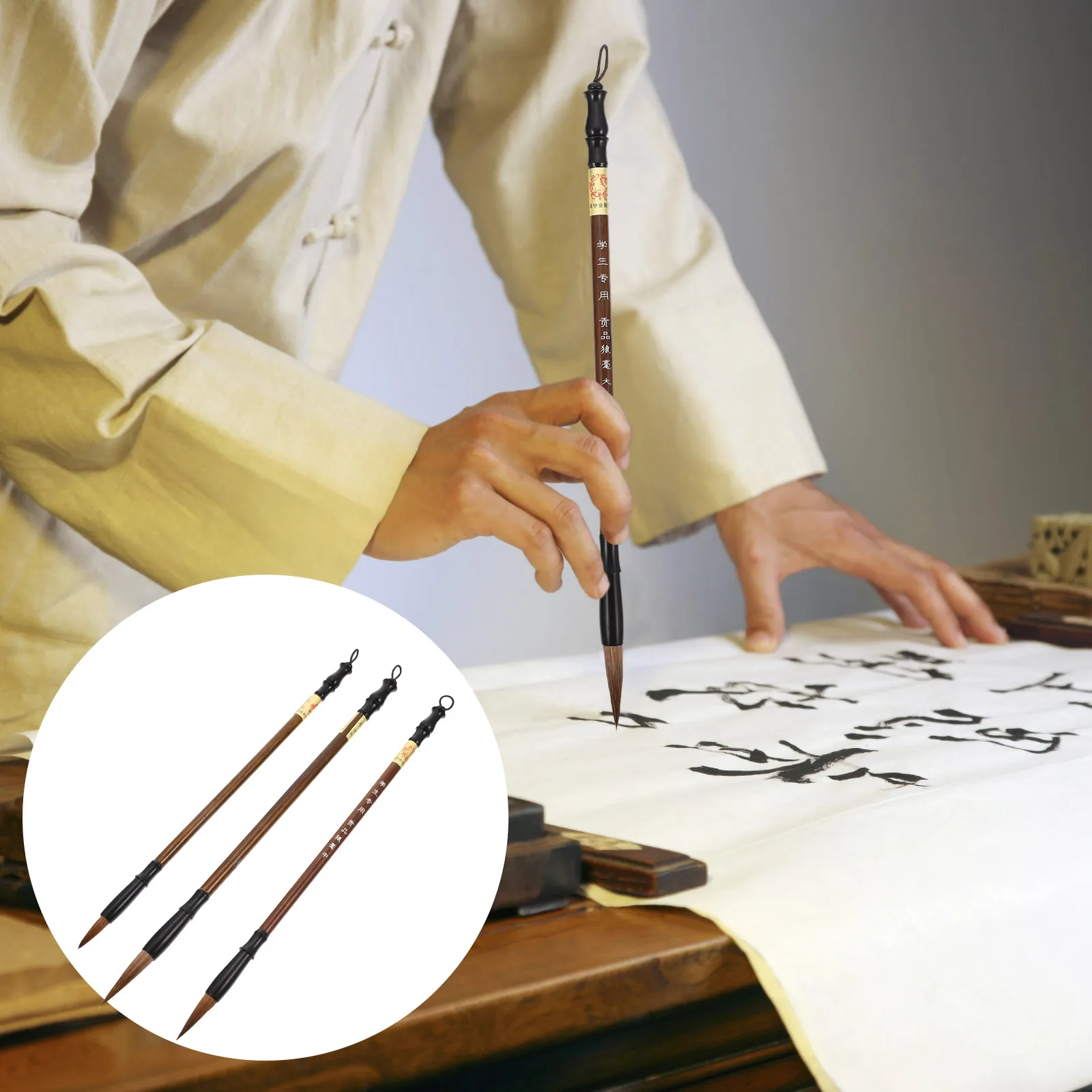 

3pcs Chinese Calligraphy Brush Pens Set Smooth Writing Art Stationery For Students Artists Portable Ink Pen Good Absorption