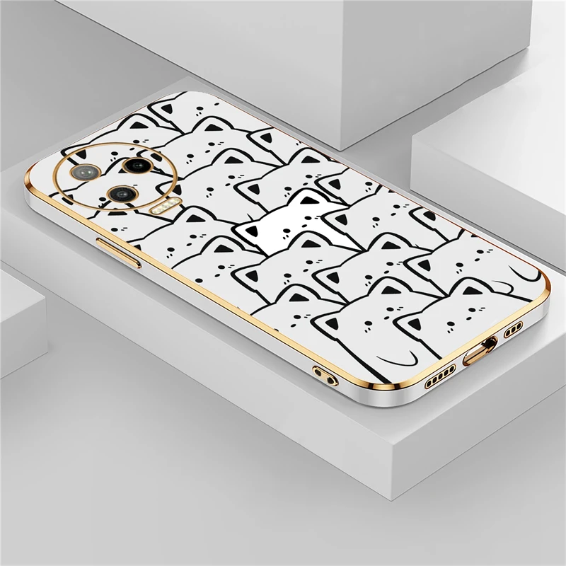 Cat Patterns Fashion Phone Case For Infinix Note 12 Pro G96 Vip 4g 5g 2023 11 10 Pro 8i Smart 4 5 6 7 Plating Silicone Cover