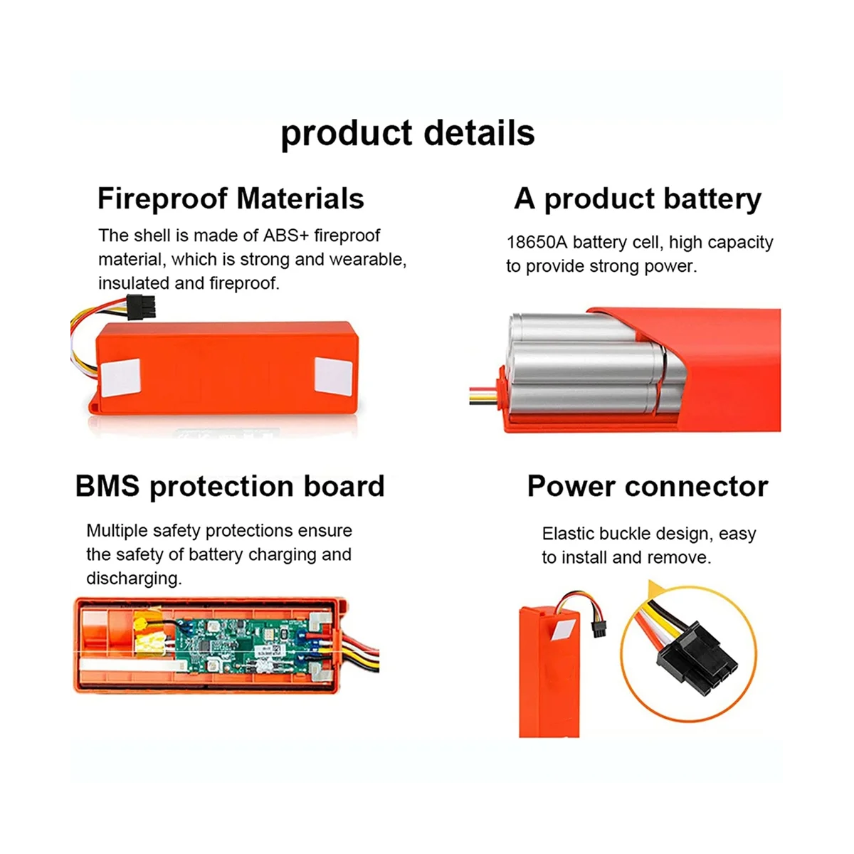 BRR-2P4S-5200S 14.4V 5200MAh Robotic Vacuum Cleaner Replacement Battery for Xiaomi Roborock S55 S60 S65 S50 S51 S5 MAX