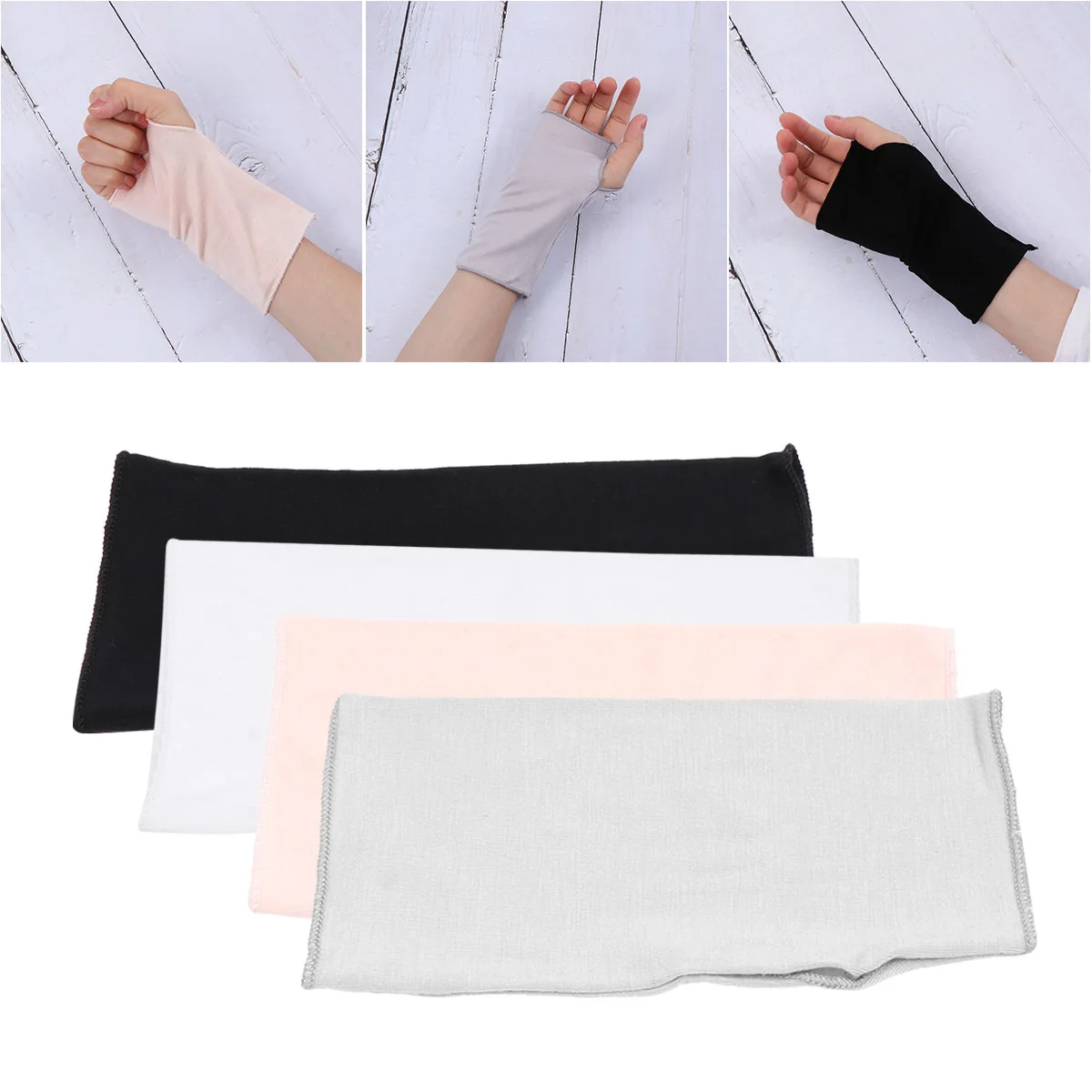 4 أزواج من قفازات رياضية خارجية مقاومة للشمس بدون أصابع من القطن الرقيق قابلة للتنفس ومضادة للأشعة فوق البنفسجية ومقاومة للانزلاق ومقاومة للشمس باللون الأسود #1