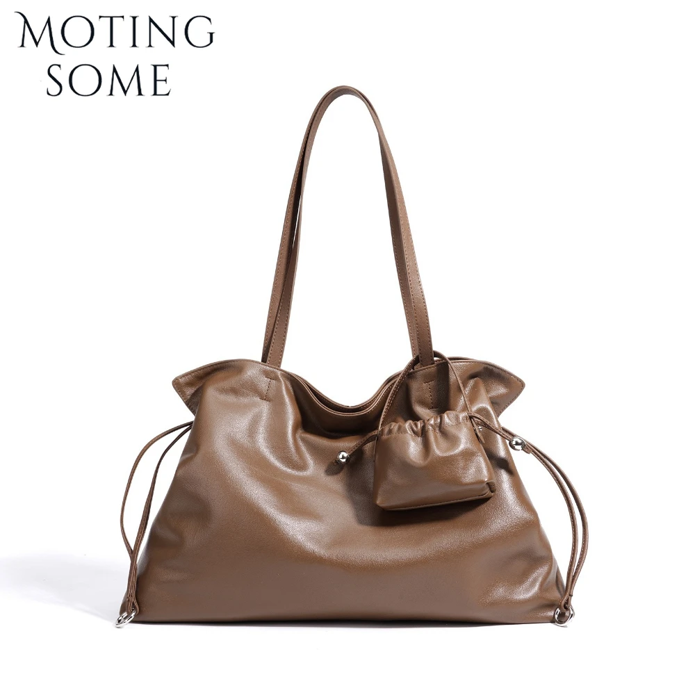 

MOTINGSOME Soft Leather Totes Oversized Bags 2026 New Spring New Underarm Luxury Designer Casual Bag Large Capacity Tote Bag