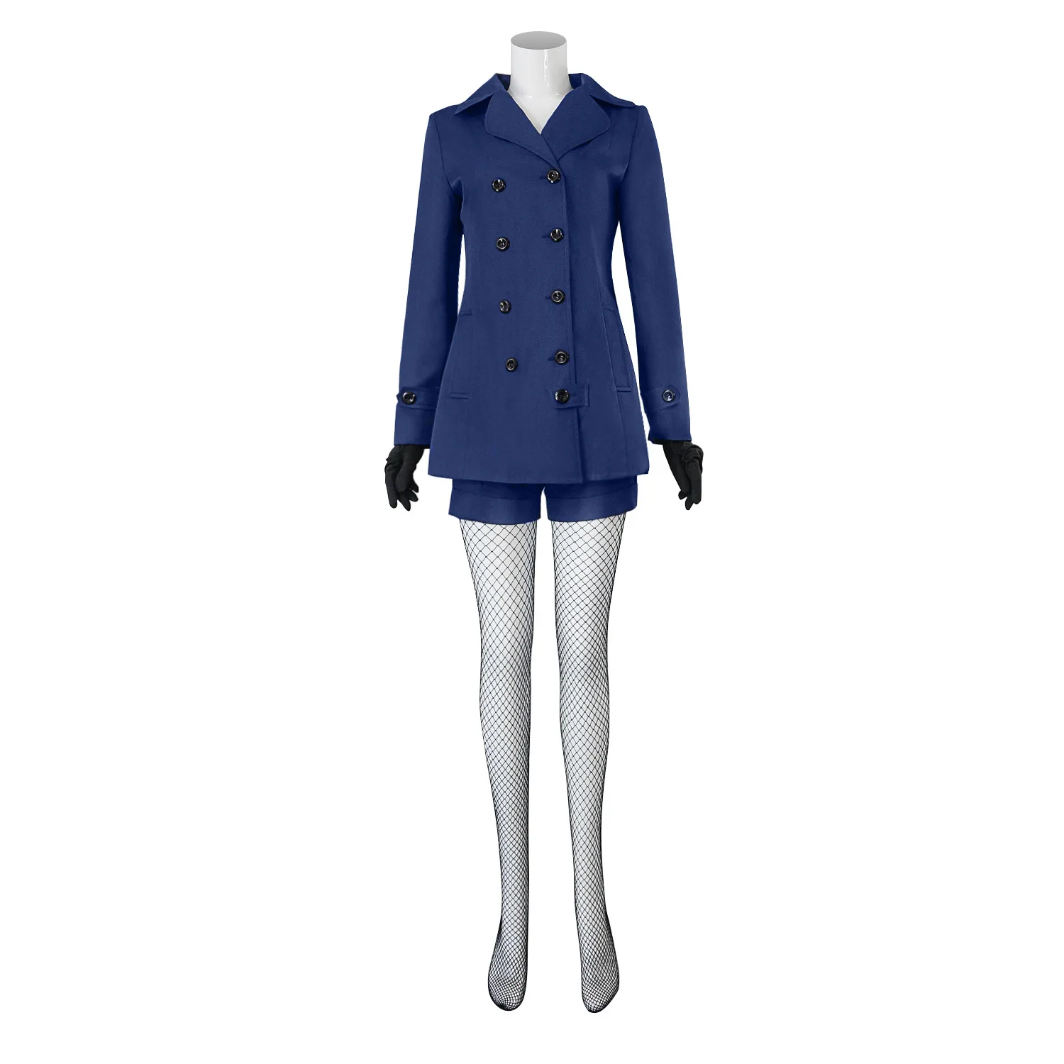 Fiona Frost Cosplay Costume Anime Spy X Family Dark Blue Duffel Coat shorts gloves wig halloween Women Outfit Set - view 2