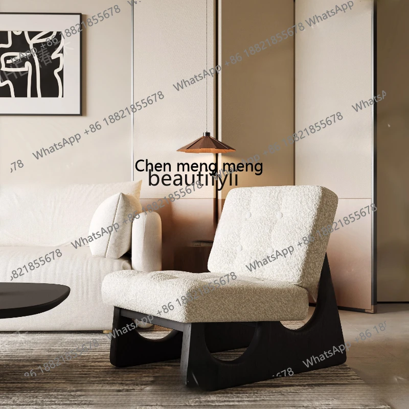 

Nordic medieval single sofa leisure chair living room balcony designer, wabi sabi lazy single sofa H
