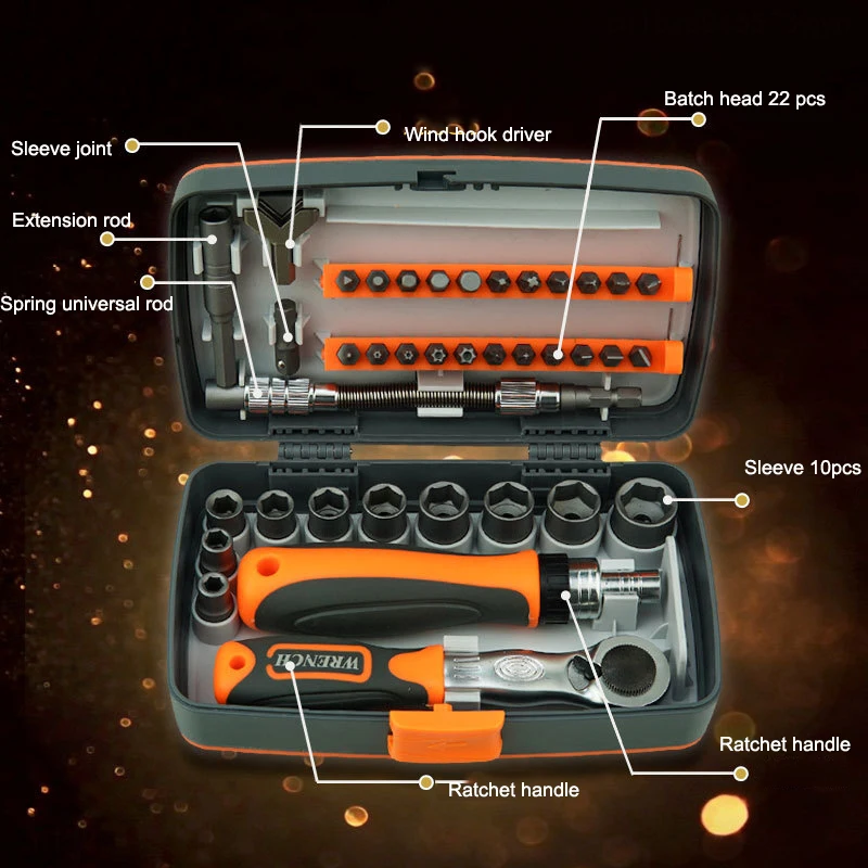 Imagem -05 - Xiaomi 38 em Labor-saving Catraca Chave de Fenda Multiuso Conjunto Chave de Soquete Chave de Fenda Bit Combinação Ferramenta de Reparo Doméstico