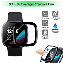 3D Arc Edge Film For Fitbit Versa 2/3/4 HD Clear Screen Protector For Fitbit Sense 1/2 Full Coverage Protective Film (Not Glass)