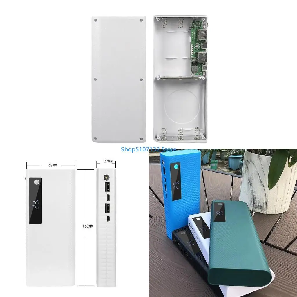 87HD 5x21700 DIY Shells شحن صناديق الغطاء الخارجي Case Mobile Cases DIY قذائف بلاستيكية مع ضوء LED