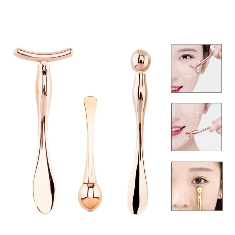 Mini Metal Eye Massage Stick, Levantamento de Rosto, Anti Círculos Escuros, Dispositivo Massageador, T-forma, Faciais Finos, Magia