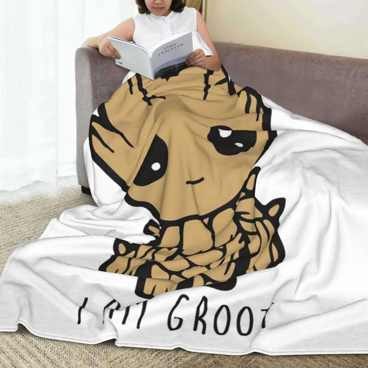 Guardians Of The Galaxy Groot Im Groot Warm Soft Blanket Travel Plush Throw Blanket Aesthetic Living Room Flannel Sofa Bed Cover