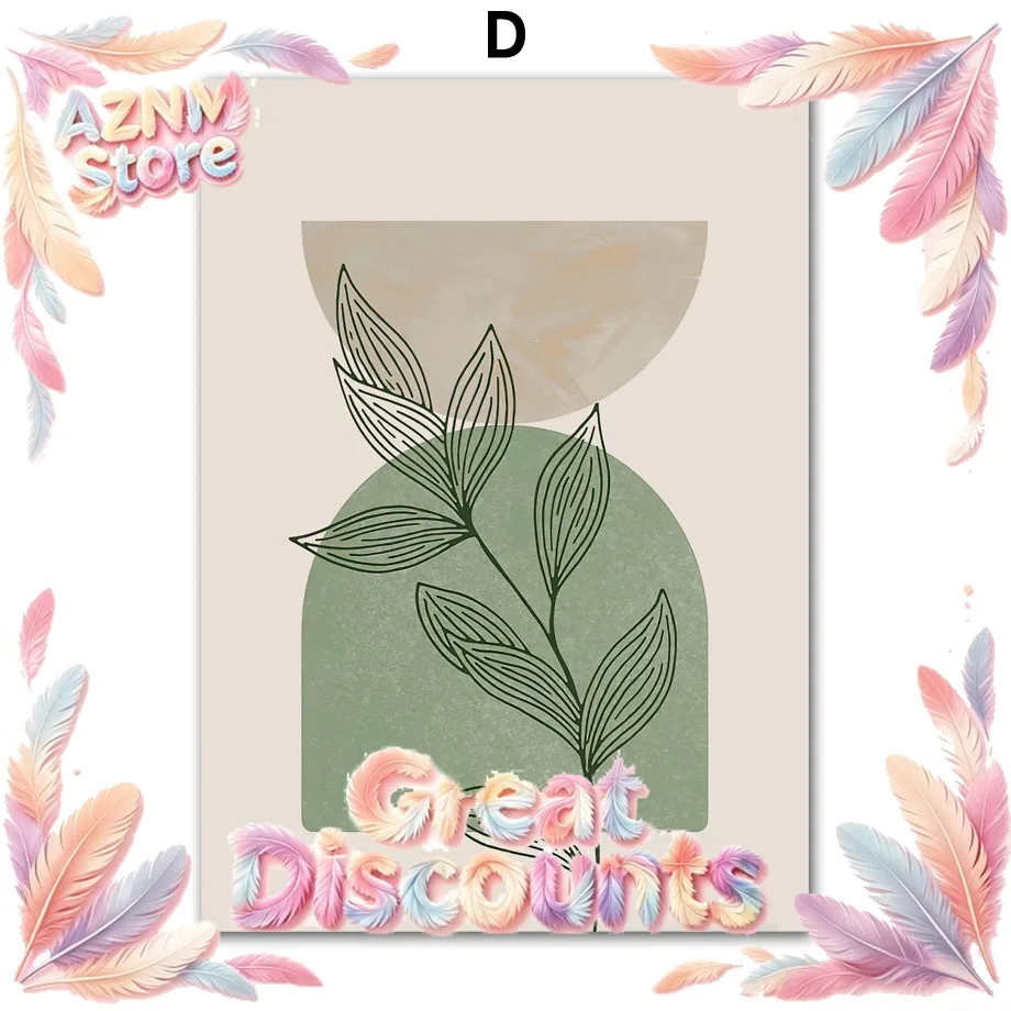 2026 Sage Green Boho Wall Art Canvas Prints Minimalist Geometric Leaf Line Art Posters Abstract Botanical  Living Room Home De