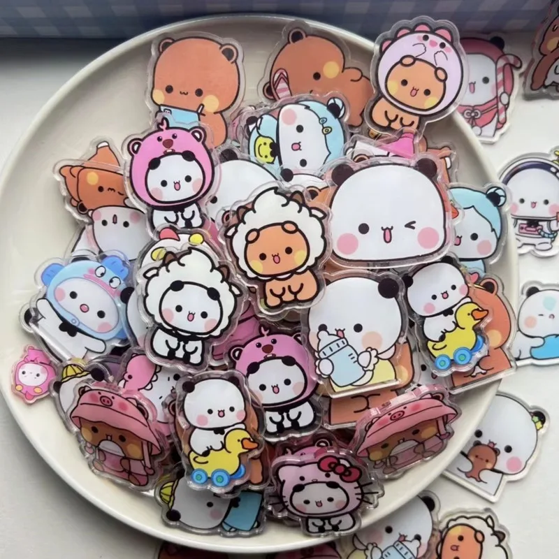 Cartoon YIERs BuBus Acrylic Patch 4cm 2cm Cute Panda Double Sided Transparent DIY Material Acrylic Key Chain Patch Birthday Gift