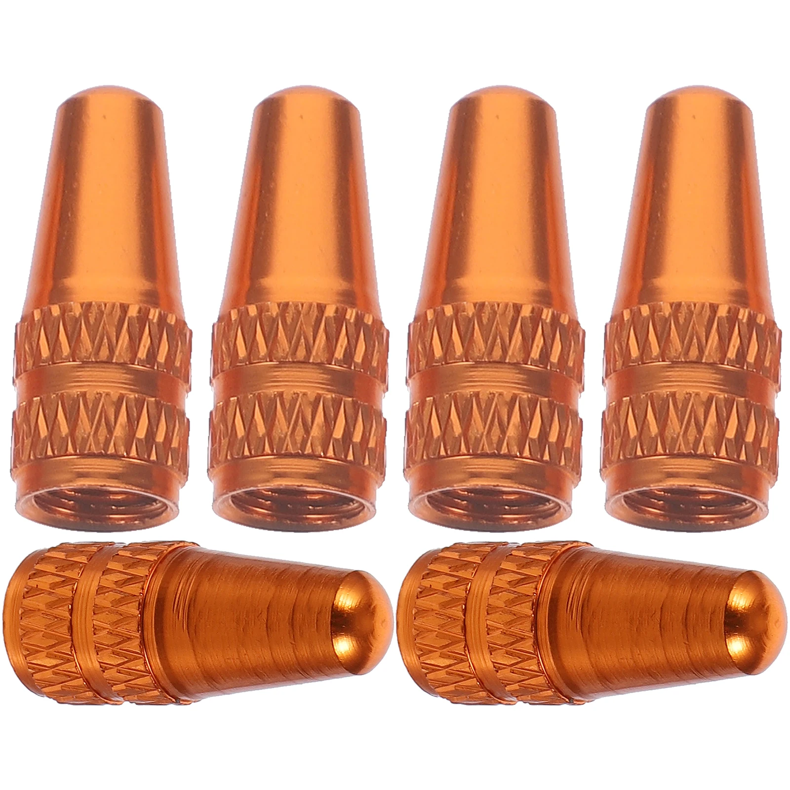 6 قطع من أغطية إطارات الدراجة المصنوعة من سبائك الألومنيوم باللون البرتقالي المضاد للصدأ وغطاء غبار للدراجة على الطرق سهل التركيب