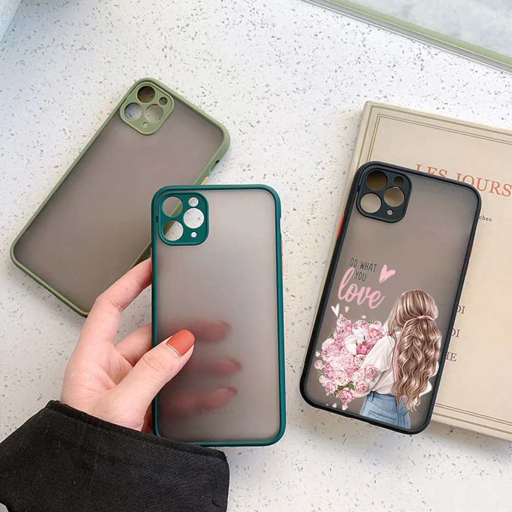 New Trend Chrysanthemum Rose Flower Girl Phone Case For iPhone 16 15 14 11 12 13 Pro Max Mini X XR 7 8 Plus SE Translucent Cover