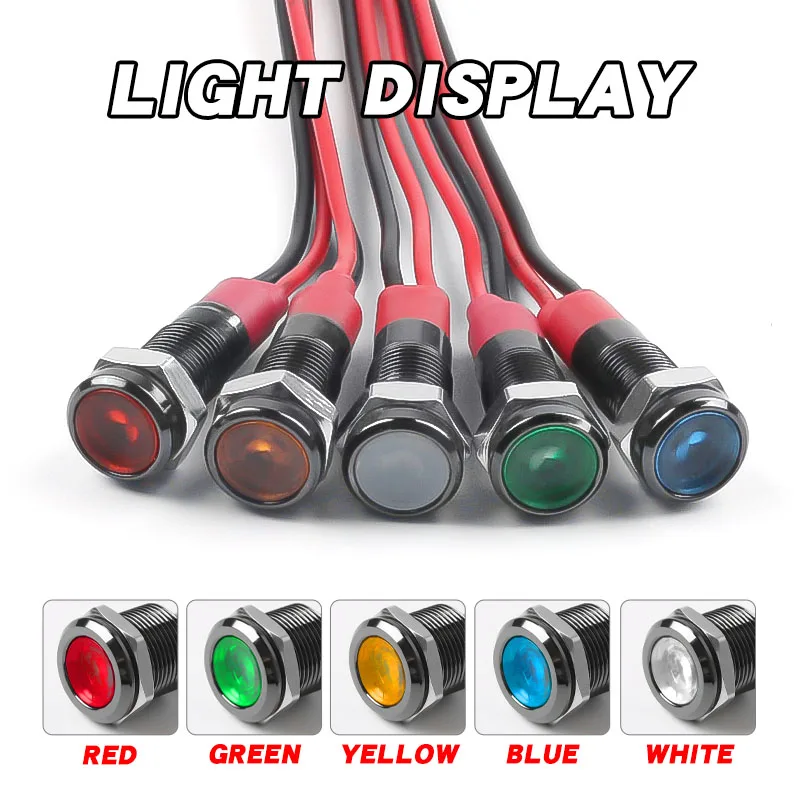 LED Metal Gösterge Işığı 6mm Siyah Kabuk Su Geçirmez Güç Sinyal Lambası DC3V/5V/6V/12V/24V/AC220V Kırmızı Sarı Mavi Yeşil Beyaz