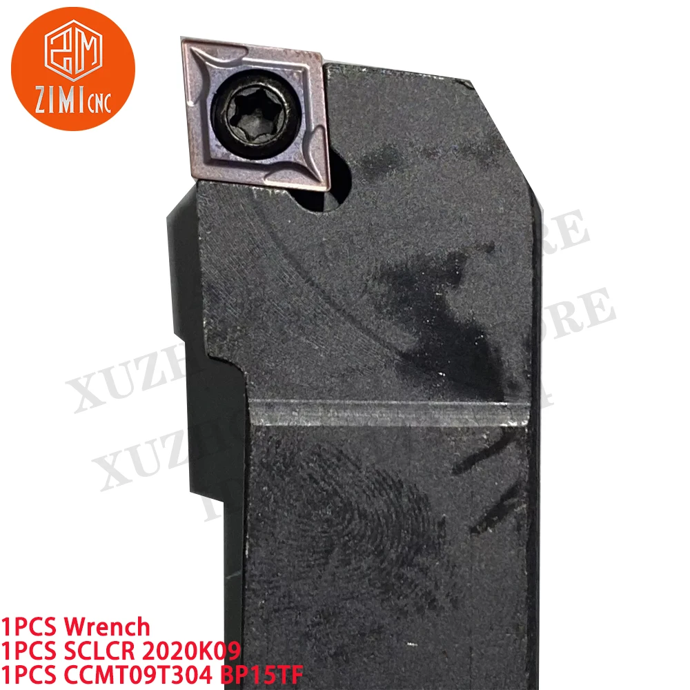 1PCS SCLCR2020K09 external turning holder 95 degree + 1PCS CCMT09T304 BP15TF Carbide Inserts CNC tools metal lathe cutting tools