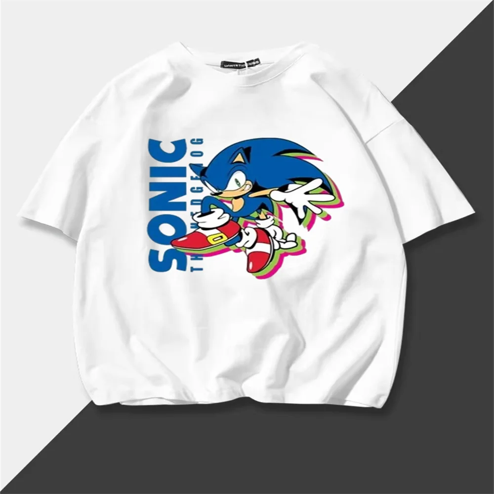 

2025 Summer New Product Sonic Top T-shirt Summer Men's and Women's Casual Fashion Loose Short Sleeve Street Pure Cotton Top