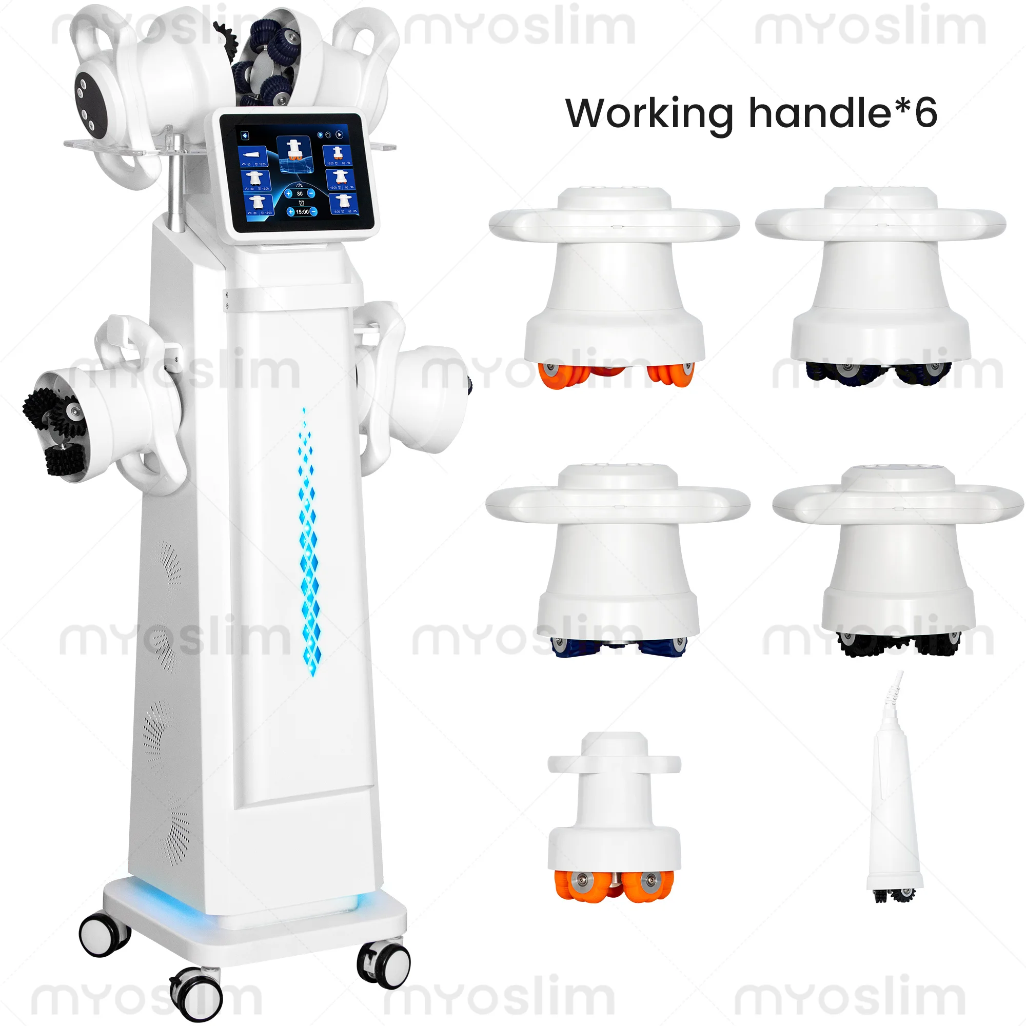 Professional 360 Degree Roller Body Sculpting System with 6 Handles Sync Massage Dual Direction Rotation Smart OLED Display