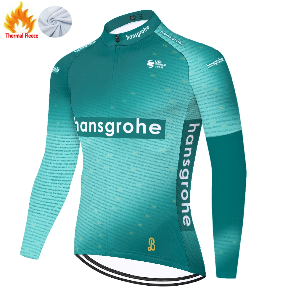 2024 Boraful Hansgrohe winter fleece cycling jersey maillot ciclismo hombre велоформа мужская bike shirt koszulka rowerowa meska