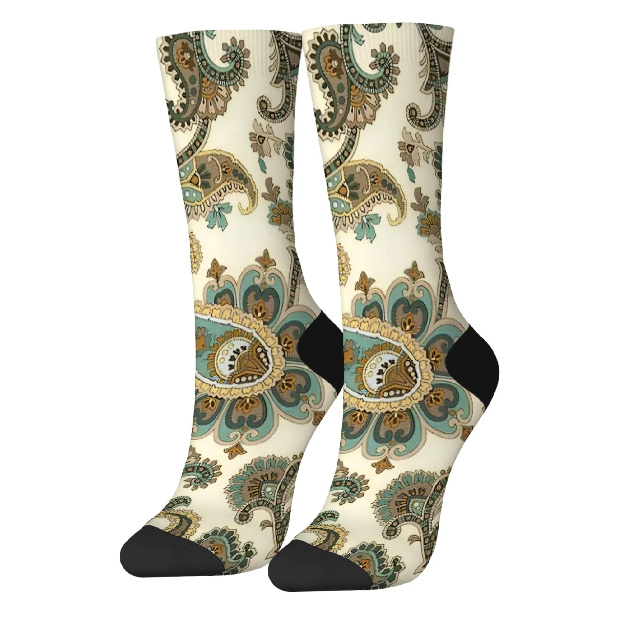 جوارب رجالية بطبعة بيزلي ريترو منتصف الساق، نمط بوهيمي كلاسيكي، جوارب دائرية دافئة ومريحة لفصل الشتاء غير الرسمي #3