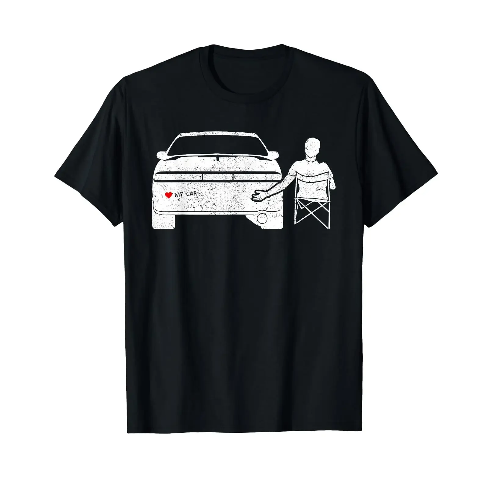 I love my car booty Tuning T shirt vintage Washed Casual fashion Soft graphic Top For Everyday Wear Breathable Versatile homme