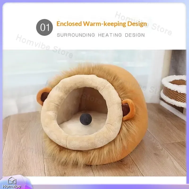 

Winter Warm Semi-Enclosed Pet Bed for Cats and Small Dogs Cozy Nest with Soft Plush Lining Indoor Animal House Dog Cat Bed