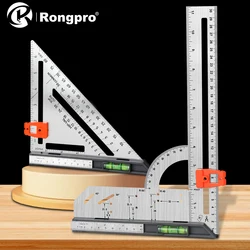 Rongpro 스테인레스 스틸 조이너, 금속 사각형 각도 표시, 오른쪽 눈금자, 목공 작업자용 목수 사각형, 수평 시도, 7 인치, 12 인치