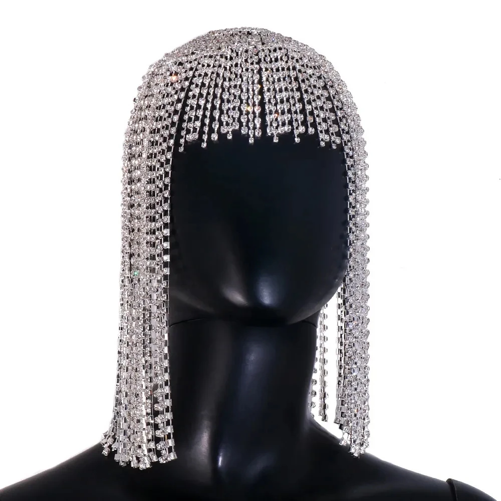 Stonefans Long Tassel Rhinestone Hair Chain Headbands for Women Bridal Crystal Headpiece Wedding Accessories Indian Jewelry Gift