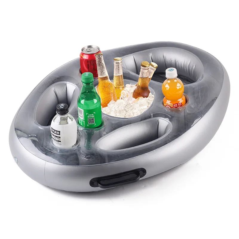 Opblaasbare waterbekerhouder, PVC waterijsbar, bekerzitje met meerdere gaten, drijvende waterdrankbak, dinerbord voor zwembadfeesten