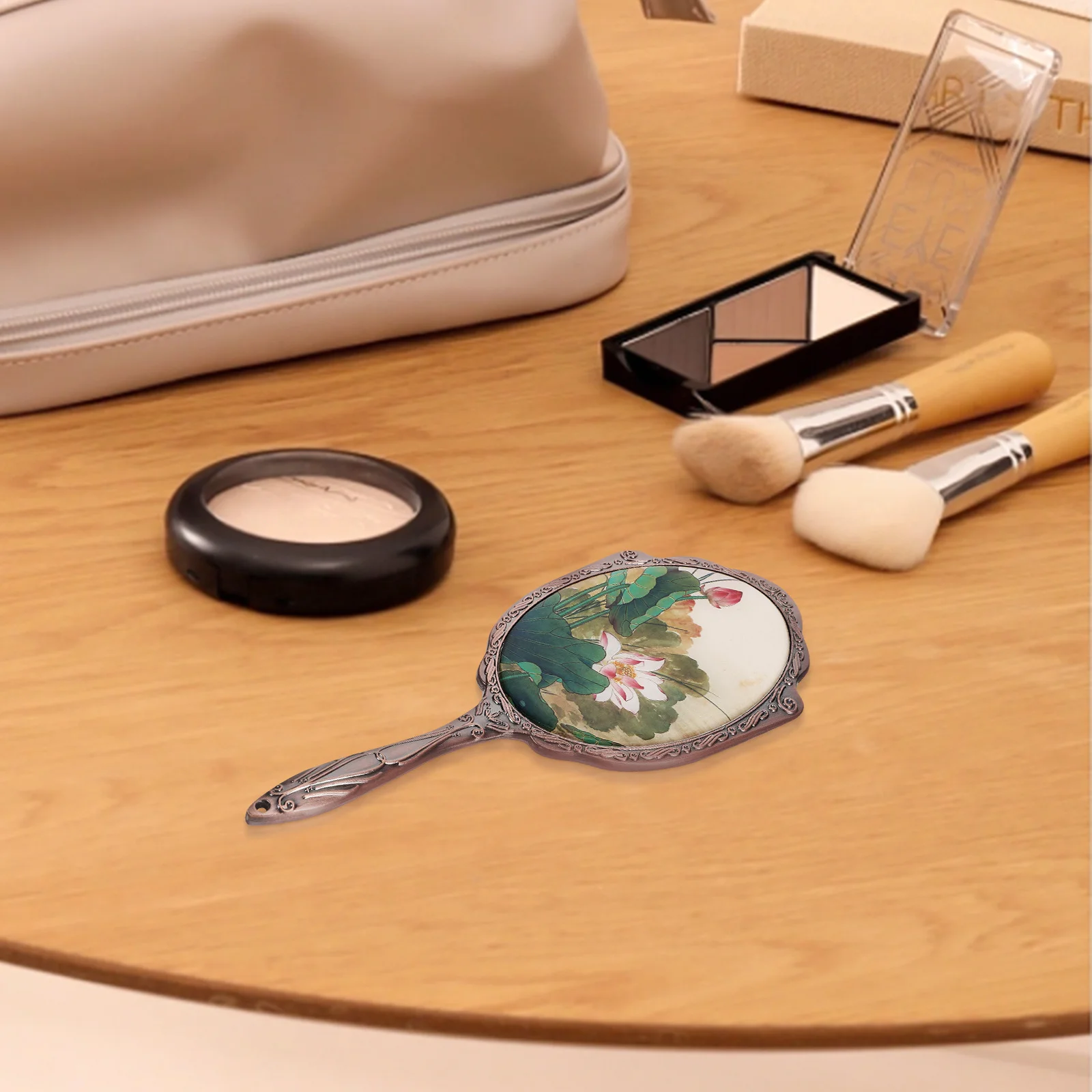 Espelho de mão de maquiagem portátil espelho de mão vintage para mulheres pequenos espelhos de mão decorativos compactos com alça