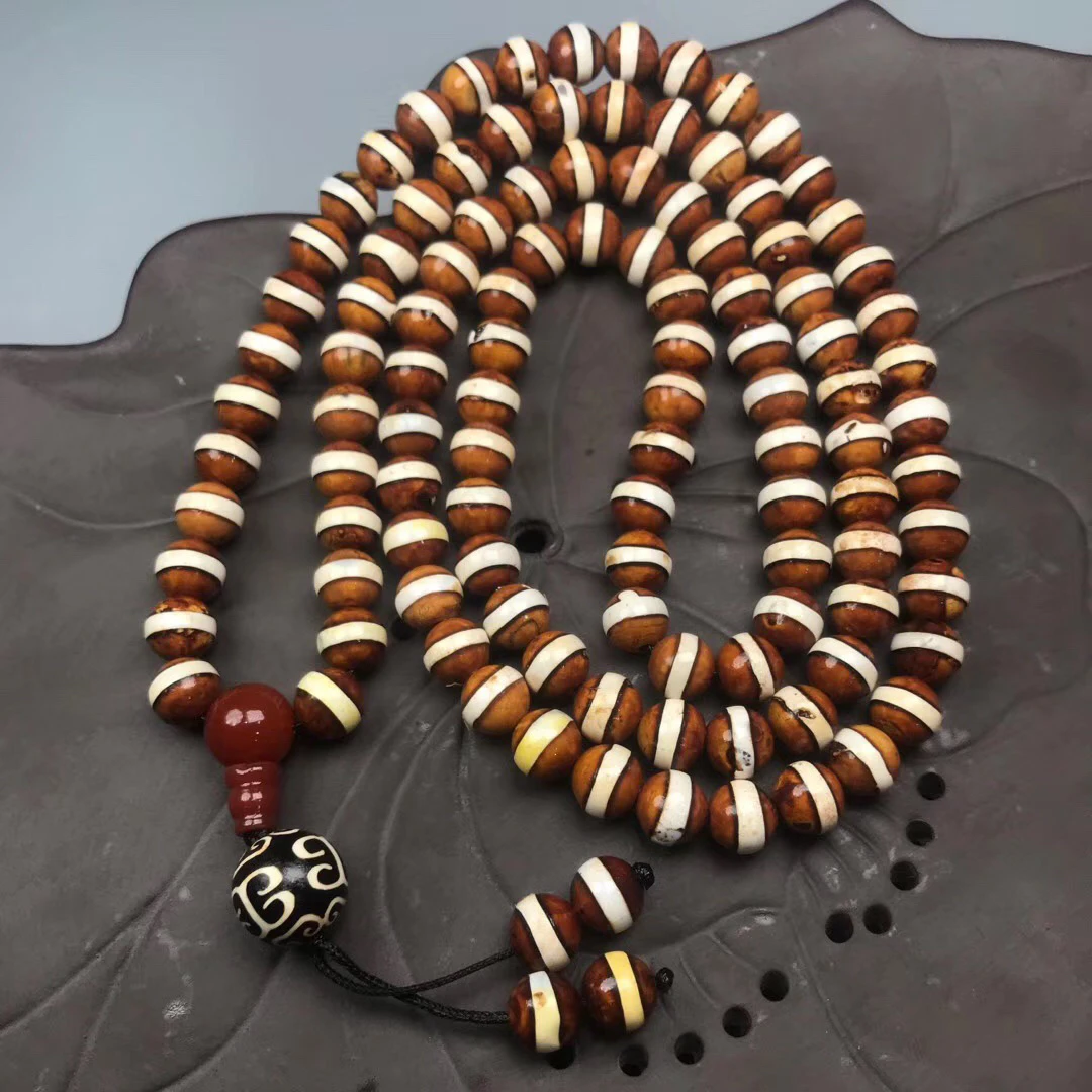 Natural agate chalcedony first-line 108 Buddha beads rosary beads for men and women multi-circle bracelet