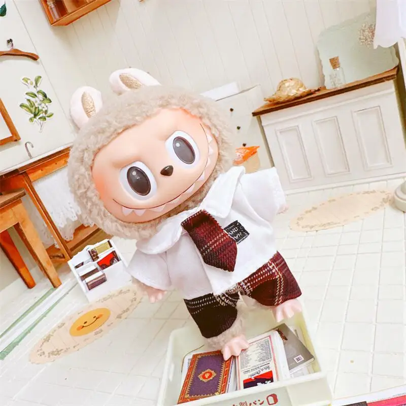 17cm Cute Mini Plush Doll\'s Clothes Outfit Accessories For Korea Kpop Exo Labubu Idol Dolls JK Uniform Jacket Clothing DIY Gift