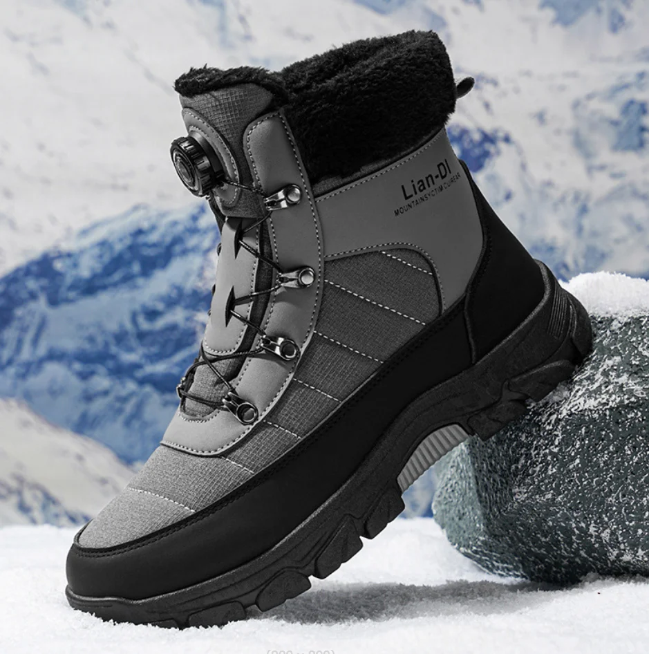 

New Snow Boots Men Lace Up Plush Warm Winter Boots For Men Casual Outdoor Non Slip Hiking Ankle Boots Footwear Work Cotton Shoes