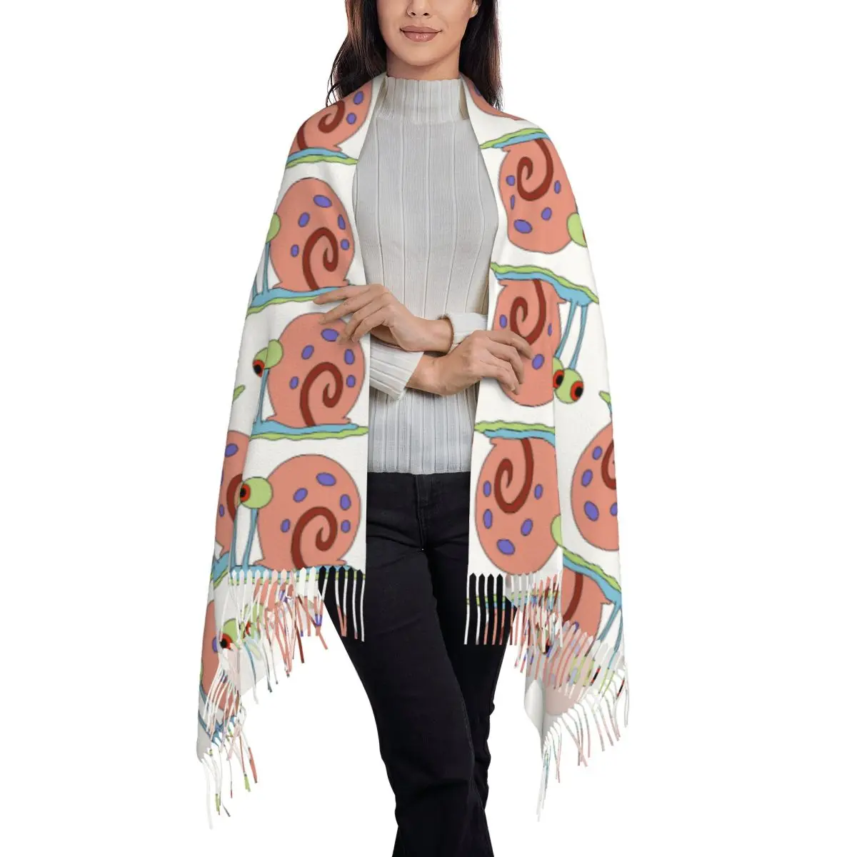 Gary The Snail Scarf Tassel Scarves for Women Soft Warm Shawls and Wraps Long Fall Winter Shawl Wrap