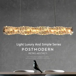 Modern Luxury Crystal Led Chandelier Cafe Kitchen Restaurant Bedroom Hanging Lamp Dining Table Long K9 Pendant Lighting Fixture