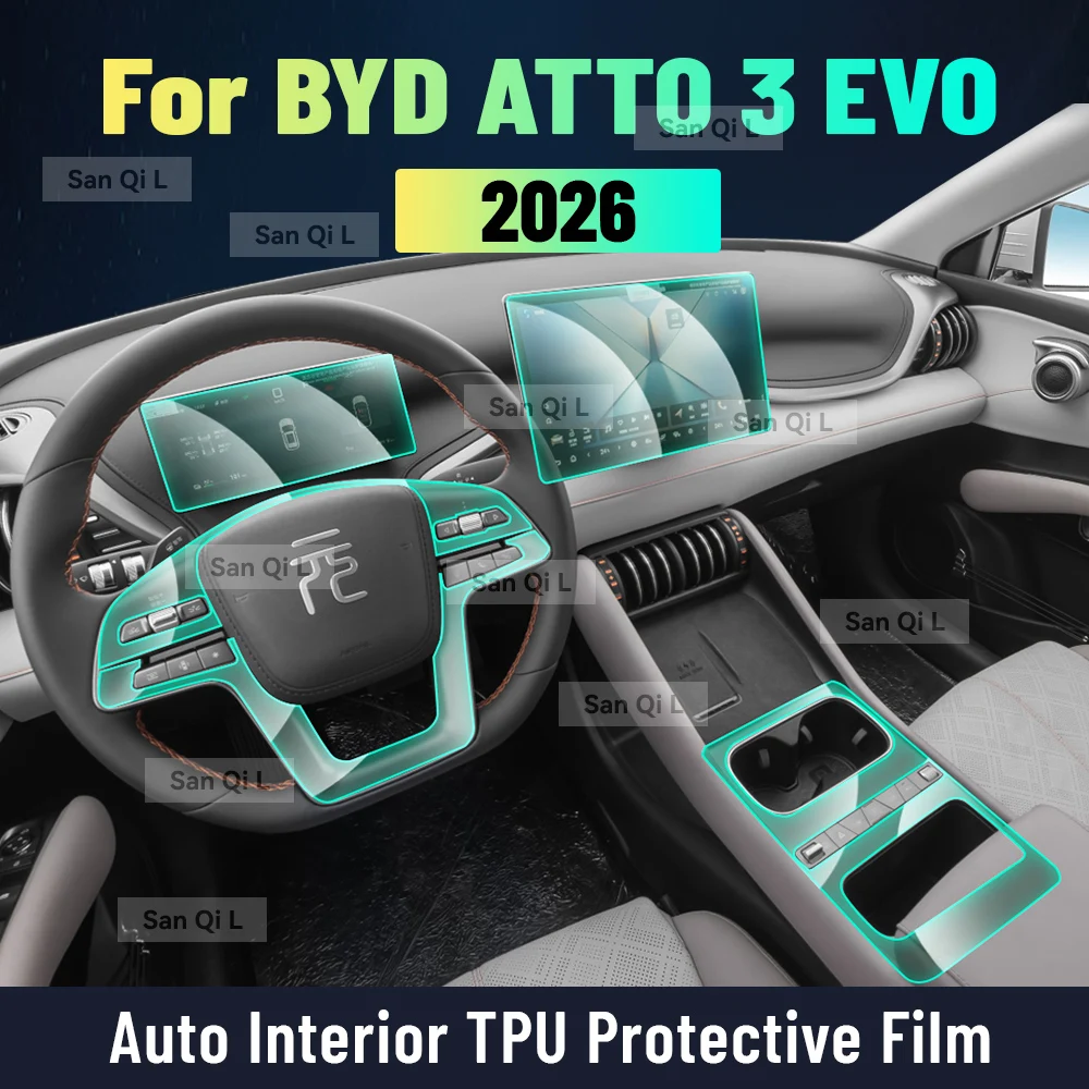Image of Schutzfolie für den Innenraum Kratzfest für BYD ATTO 3 EVO 2026 Auto-Armaturenbrett Navigation TPU Mittelkonsole Bildschirm Zubehör