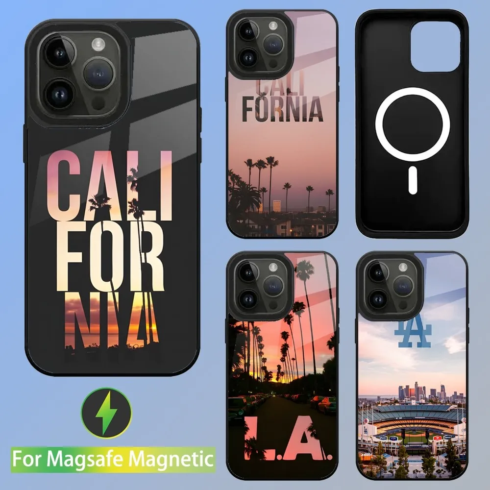 Travel Los Angeles California Phone Case For iPhone 15,14,13,12,11,Plus,Pro,Max Mini Magsafe Magnetic Wireless Charging