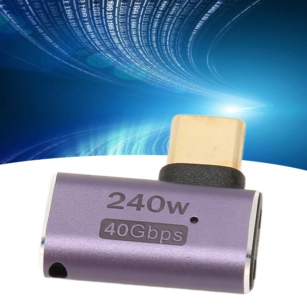 

2PCS High Speed 240W Right Angle Adapter 40Gbps 8K 60HZ USB C Female Adapter LED Light USB C Female to Female Adapter Laptop