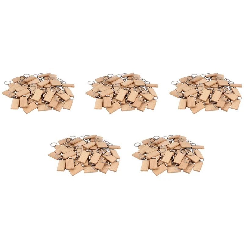 250 Blank Wooden Keychain Rectangular Engraving Key ID Can Be Engraved DIY