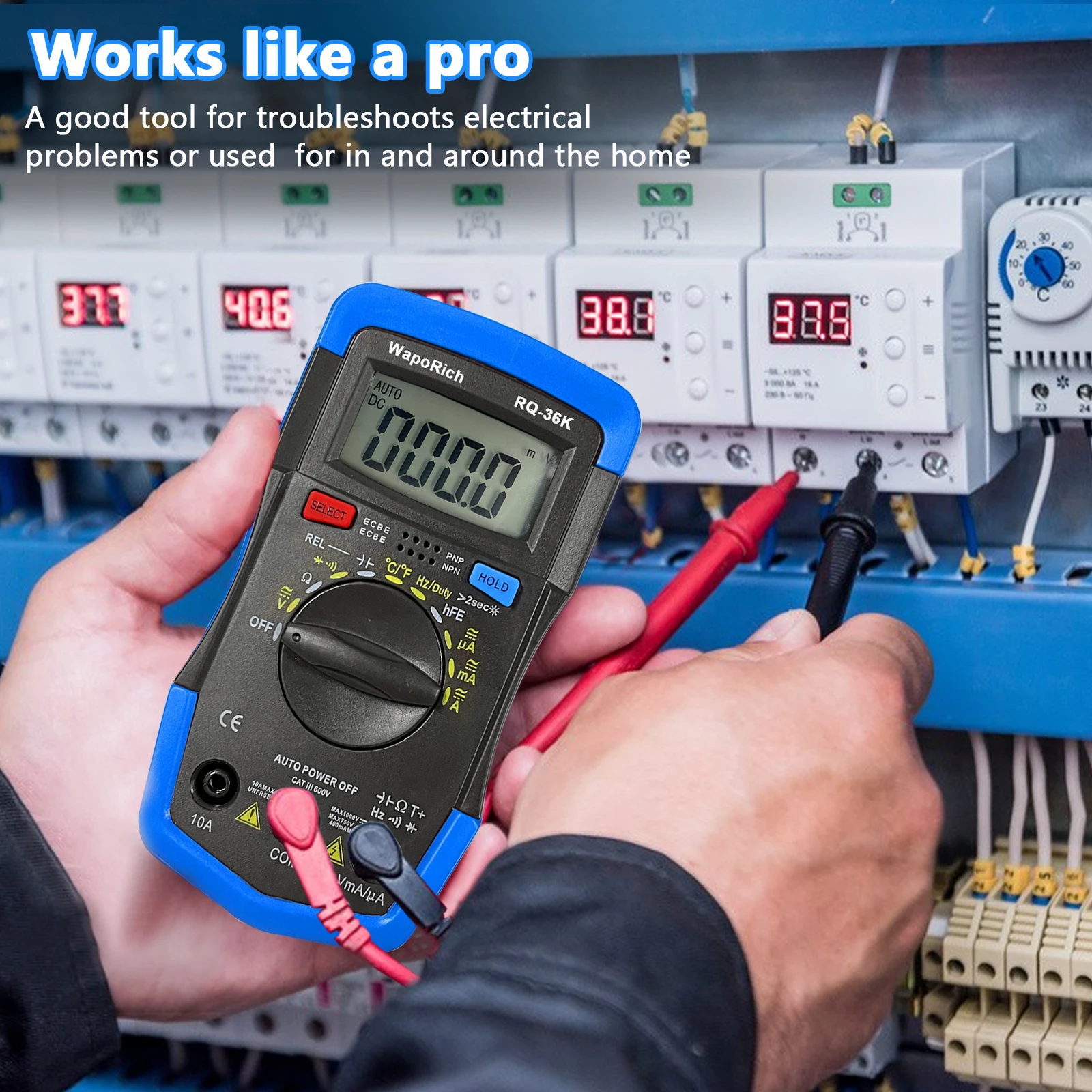 

True RMS Digital Multimeter 3999 Counts AC/DC Voltage Current Temp hFE Capacitance DIY Tester