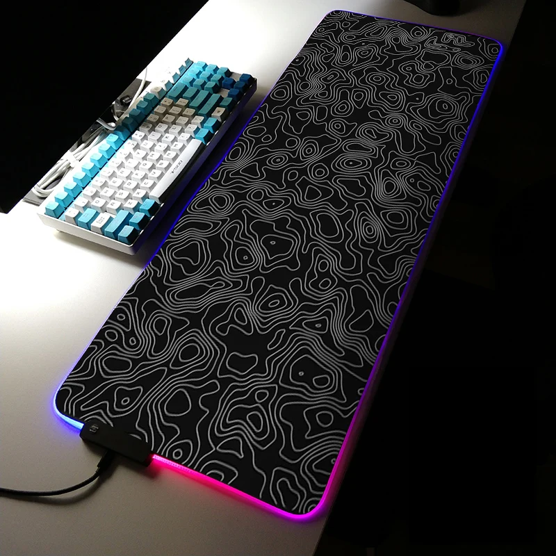 Hot Selling Black Wave Pattern Mousepads Speed Version or RGB Glowing Type Computer Laptop Mice Pad Gaming Accessories