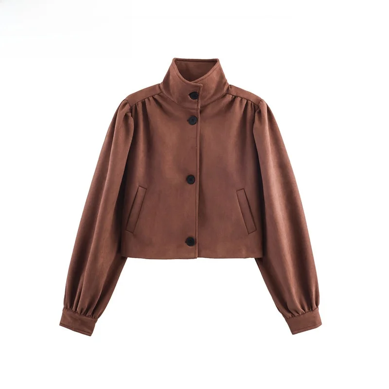 ZBZR 패셔너블 파일럿 재킷 여성용 가을 신상 벨벳 플리츠 항공 재킷 아우터웨어 다용도 가죽