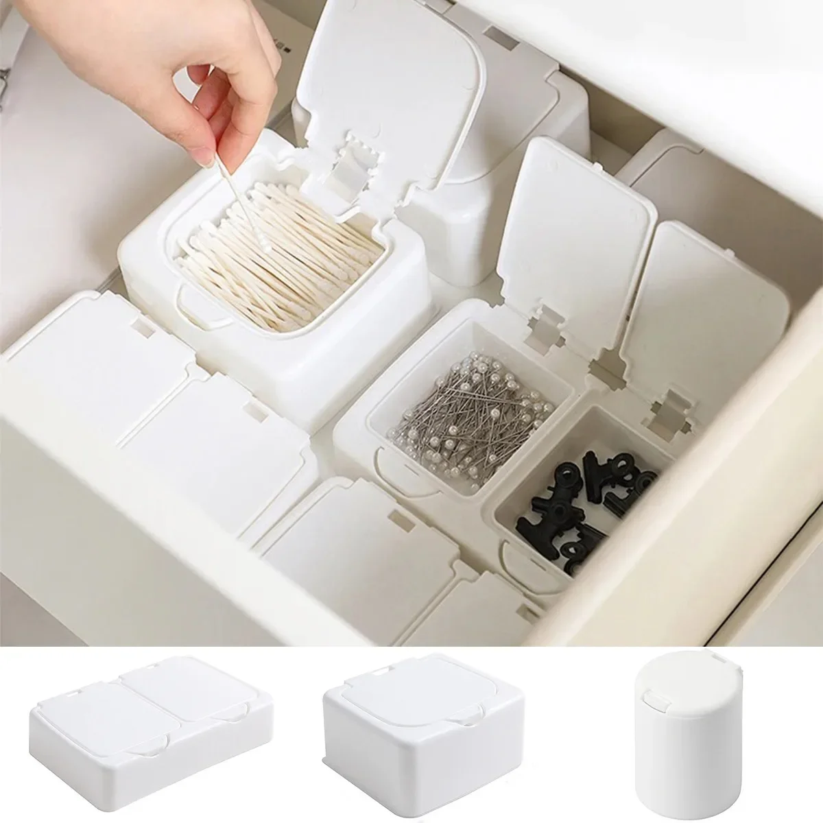 

Dustproof Cotton Swab Storage Box Drawer Desktop Miscellaneous Small Box Student Makeup Cotton Box Toothpick Sorting Storage