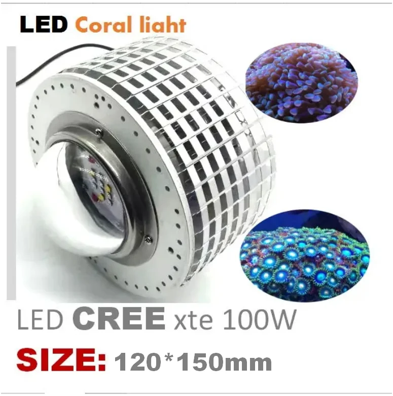 LED Aquarium Lighting Full Spectrum, 100W, CREE Bulb, Marine Coral, SPS, LPS, Reef Tank, Blue, White, Customize Color with EU Pl