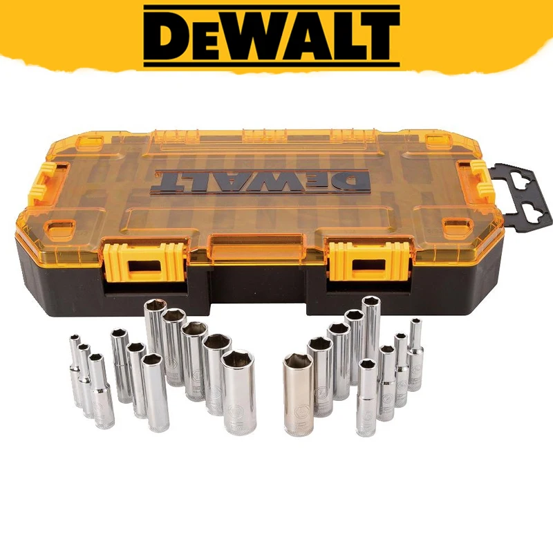 

DEWALT DWMT73811 1/4 in Drive Deep Combination Socket Set 20-Piece Stacking Storage Case Knurled Beauty Rings