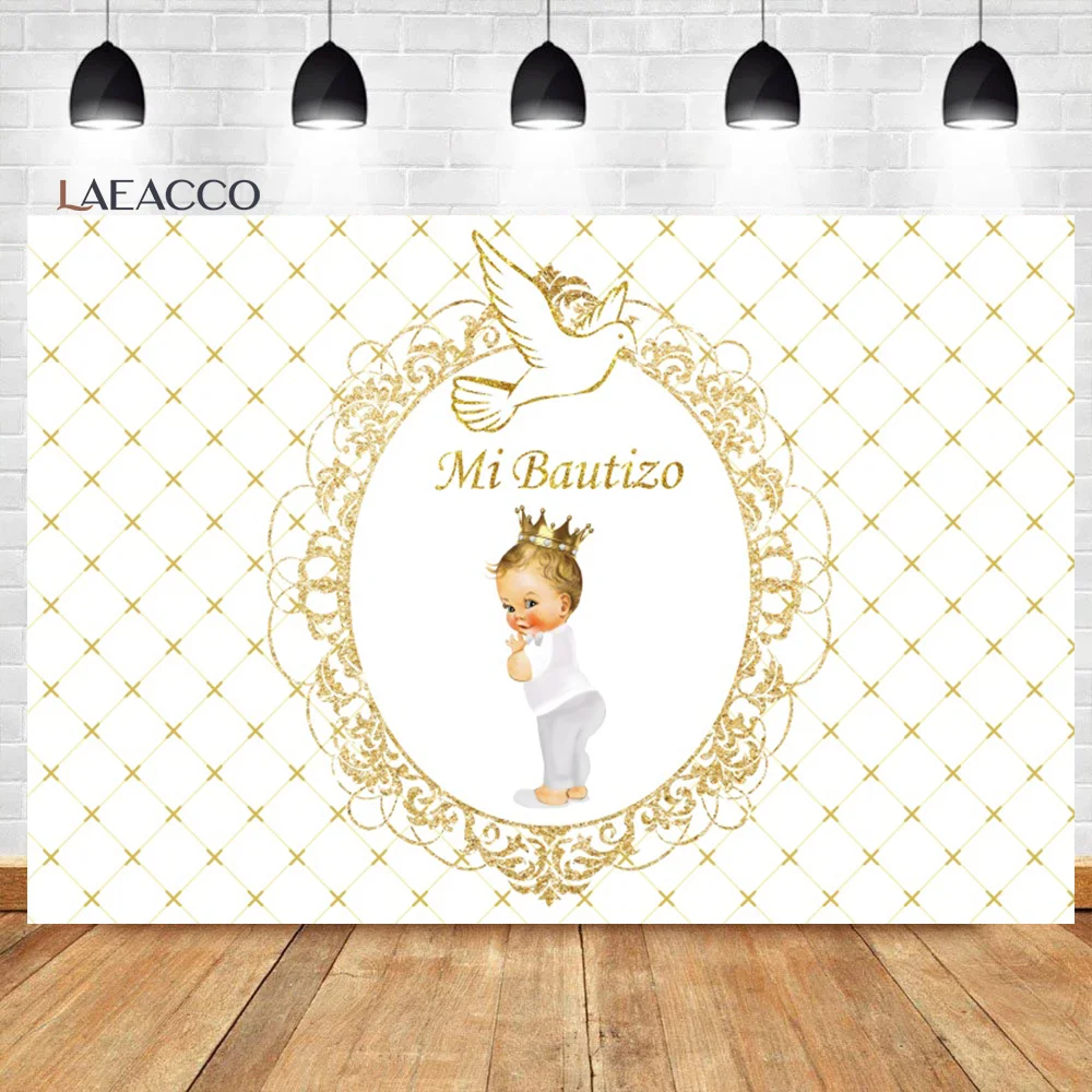 Laeacco Baby Baptism Christening Backdrop Little Angel Mi Bautizo First Holy Communion Newborn Portrait Photography Background